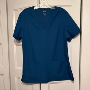 Caribbean Blue Med Couture scrub top